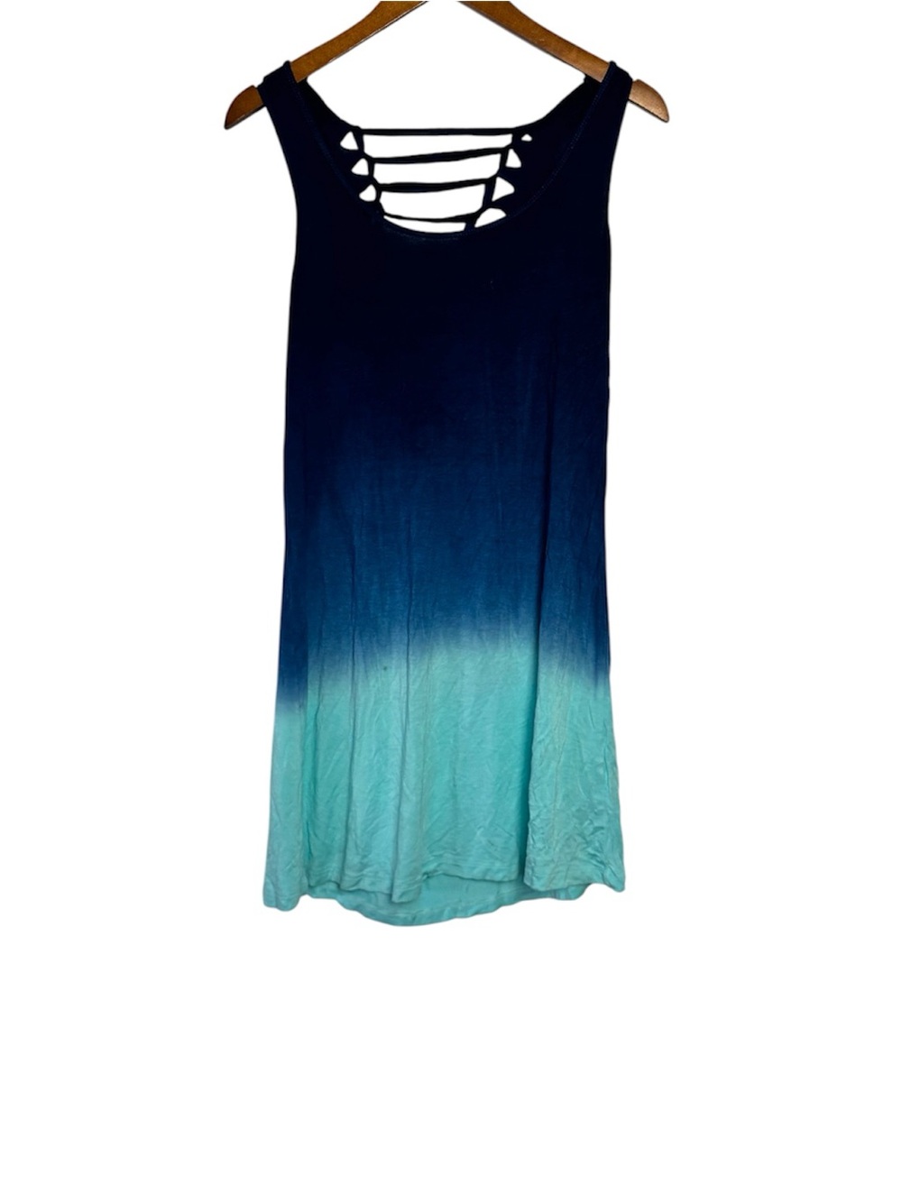 Beach Break Ombre Navy to Teal Ladder Back Tank Top size Small